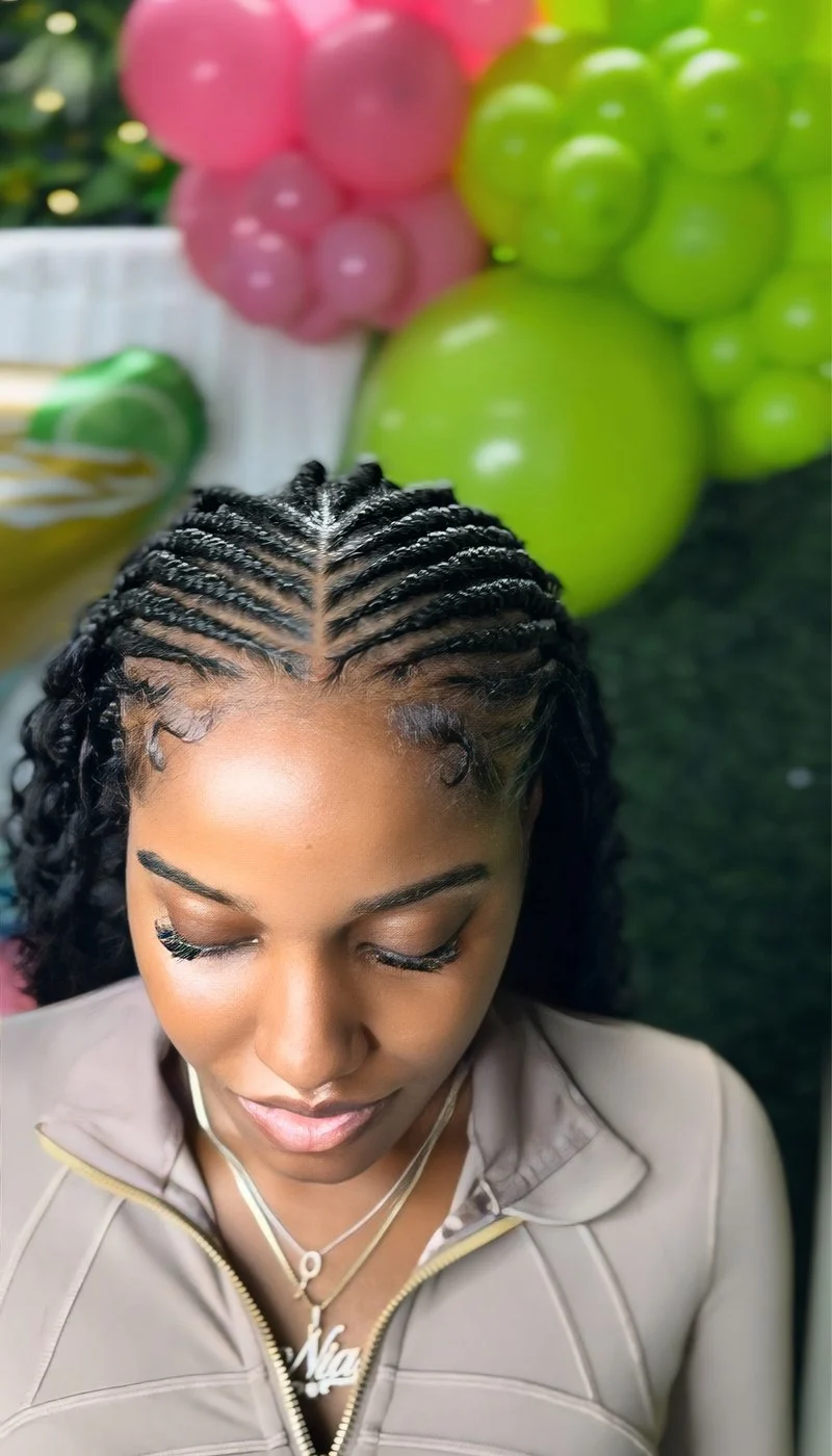 Fulani cornrows with boho length